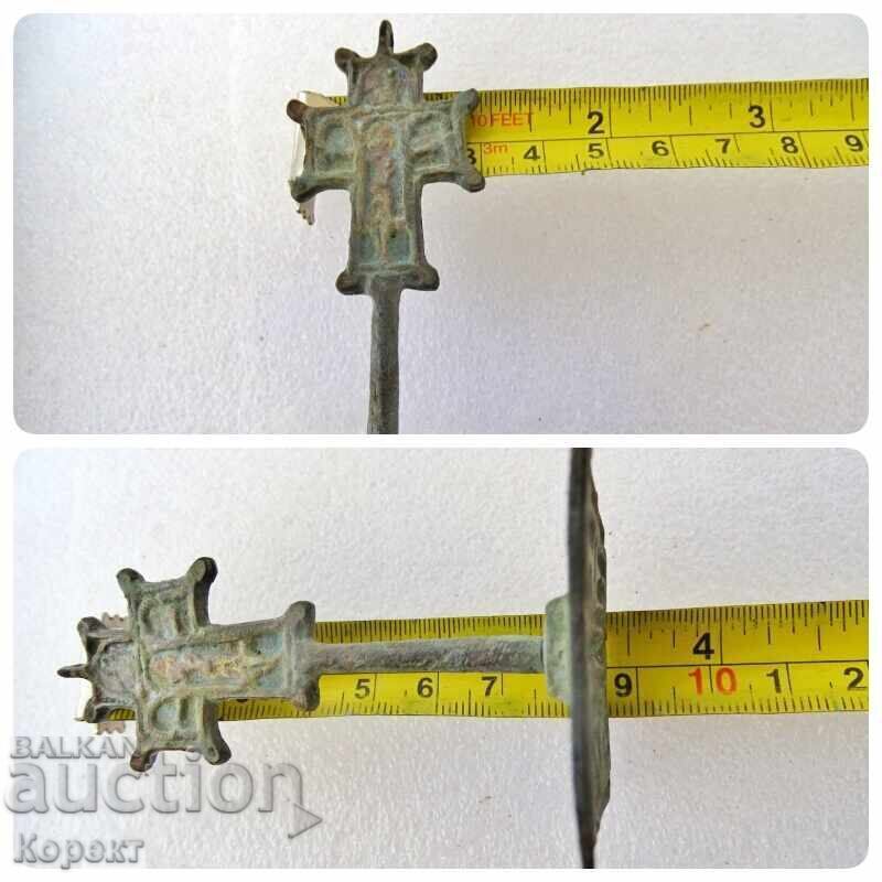 Old bronze ritual seal for prosphora, cross, crucifix 1 - 6