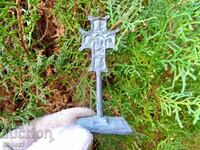 Old bronze ritual seal for prosphora, cross, crucifix 1