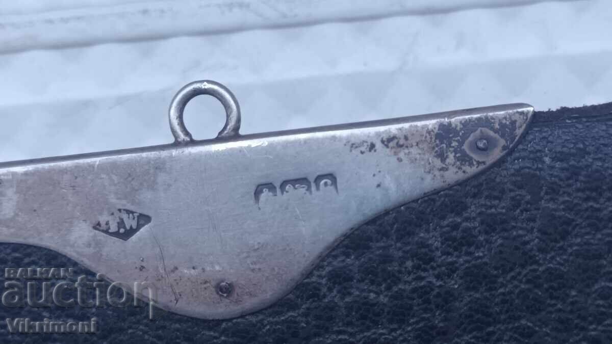 Argint 925, piele, Portofel, Art Deco, Birmingham, portofel, Anglia Argint 925, piele, Portofel, Art Deco, Birmingham, portofel, Anglia