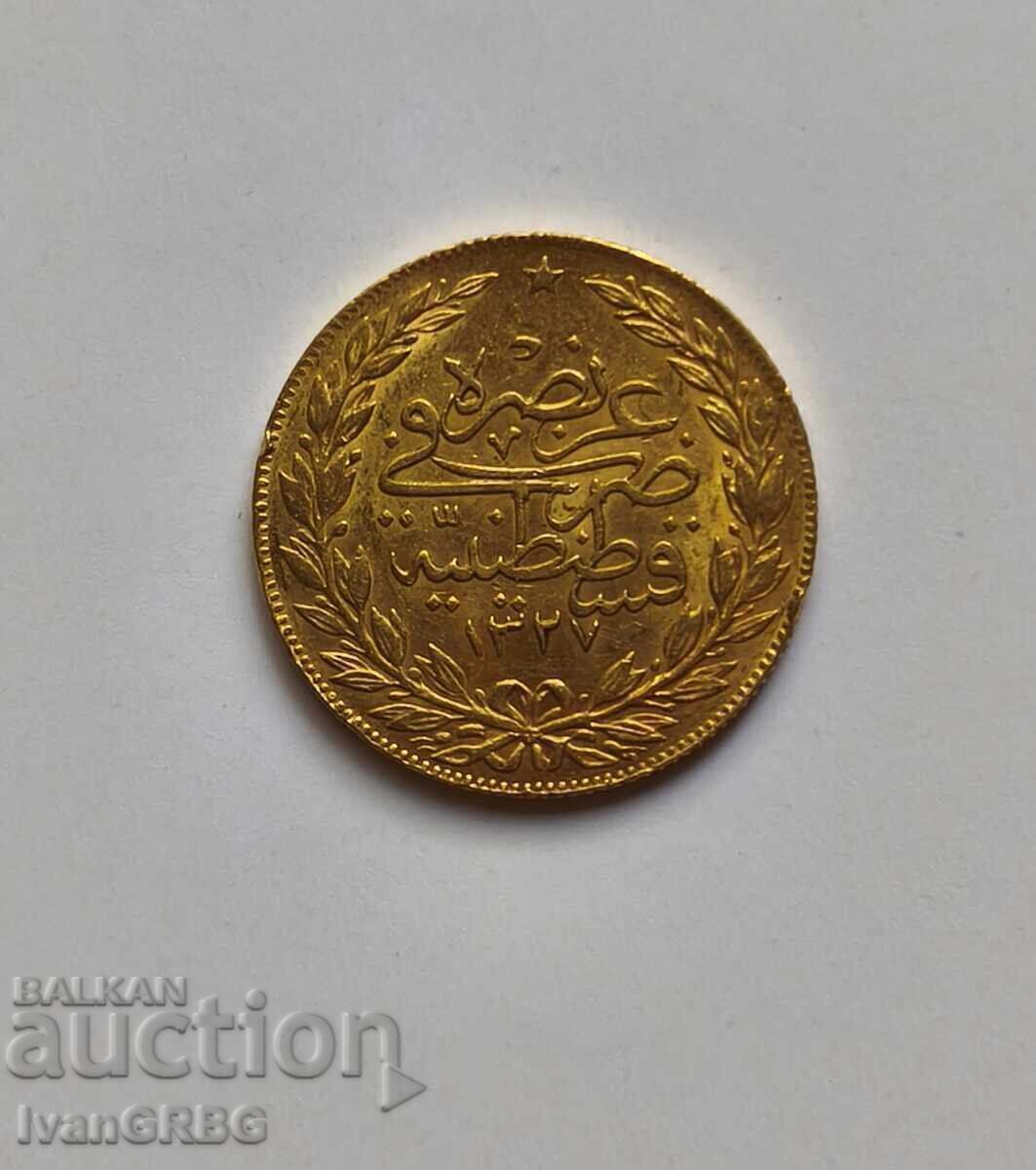 Auction  100 kuruş 1327 Ottoman Gold Coin 1 Lira Turkey 1910