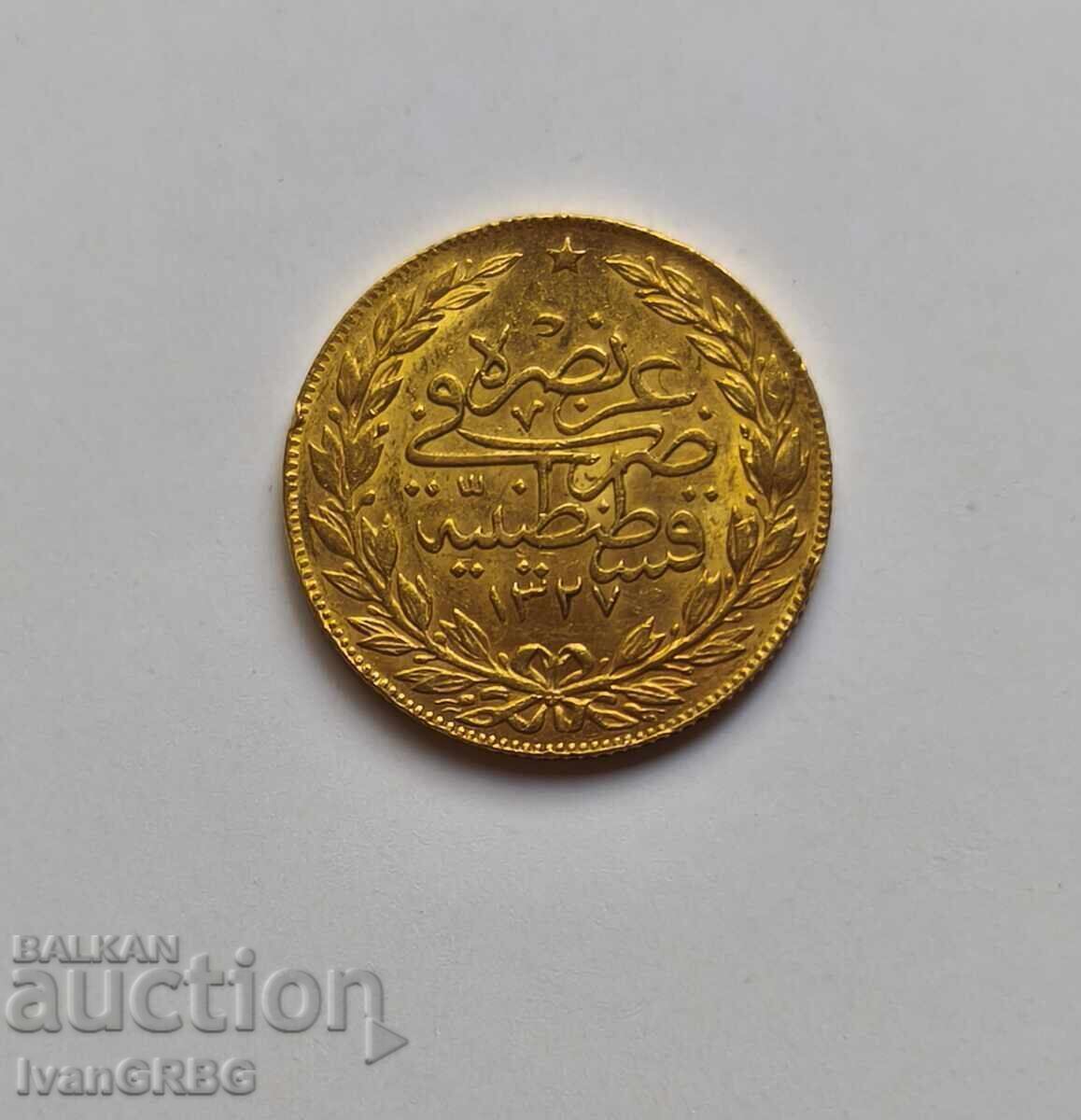 100 kuruş 1327 Ottoman Gold Coin 1 Lira Turkey 1910