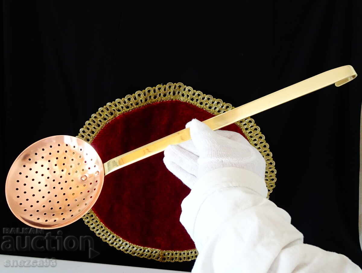 Copper lattice spoon, strainer pure red honey - 5