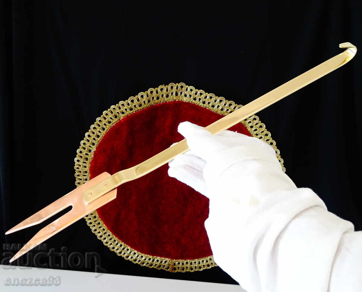 Χάλκινη τσιμπίδα για κρέας, γκριλ, καθαρό κόκκινο χαλκό 42 εκ - 5