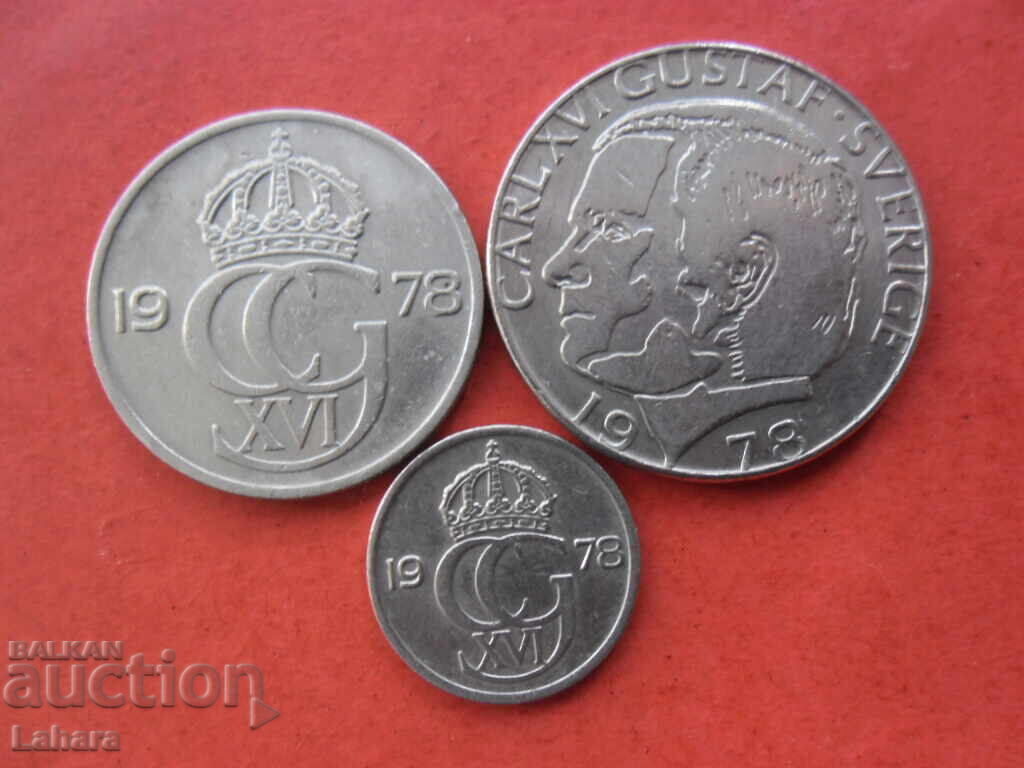 1 крона 10 и 50 оре 1978 г. Швеция
