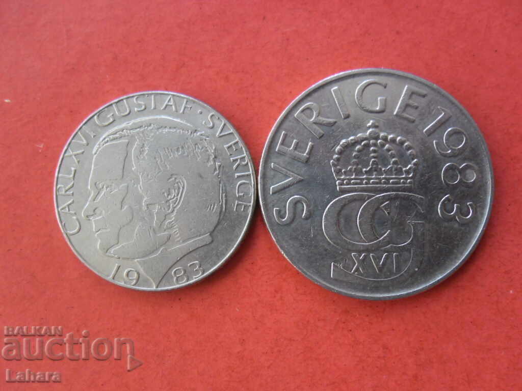 1 крона 5 крони 1983 г. Швеция 1 крона 5 крони 1983 г. Швеция