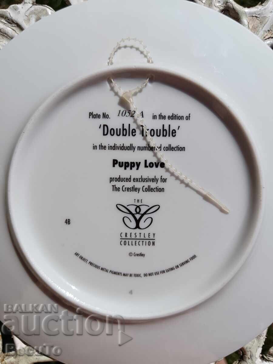 Δημοπρασία 2 τμχ διακοσμητικά πορσελάνινα πιάτα με σκυλάκια Δημοπρασία 2 τμχ διακοσμητικά πορσελάνινα πιάτα με σκυλάκια