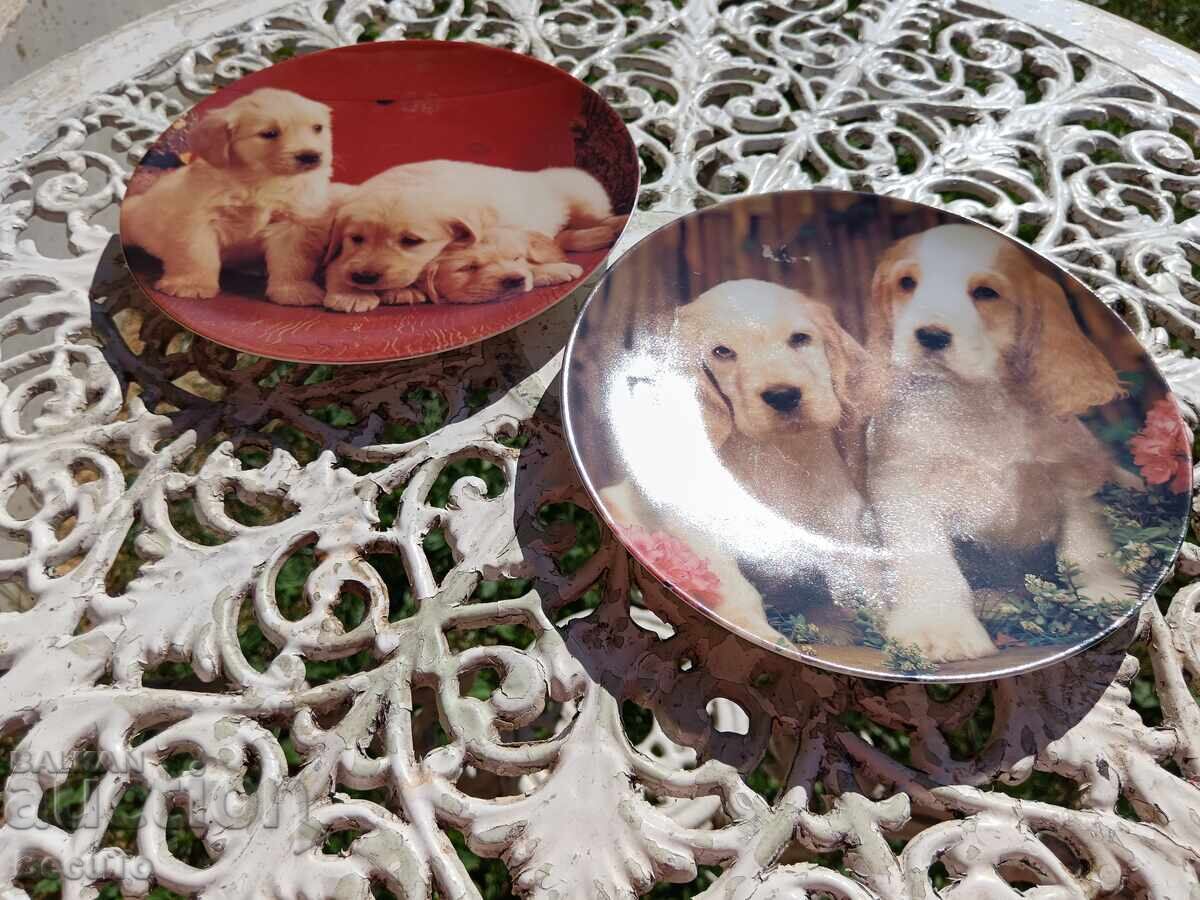 2 τμχ διακοσμητικά πορσελάνινα πιάτα με σκυλάκια - 6 2 τμχ διακοσμητικά πορσελάνινα πιάτα με σκυλάκια - 6