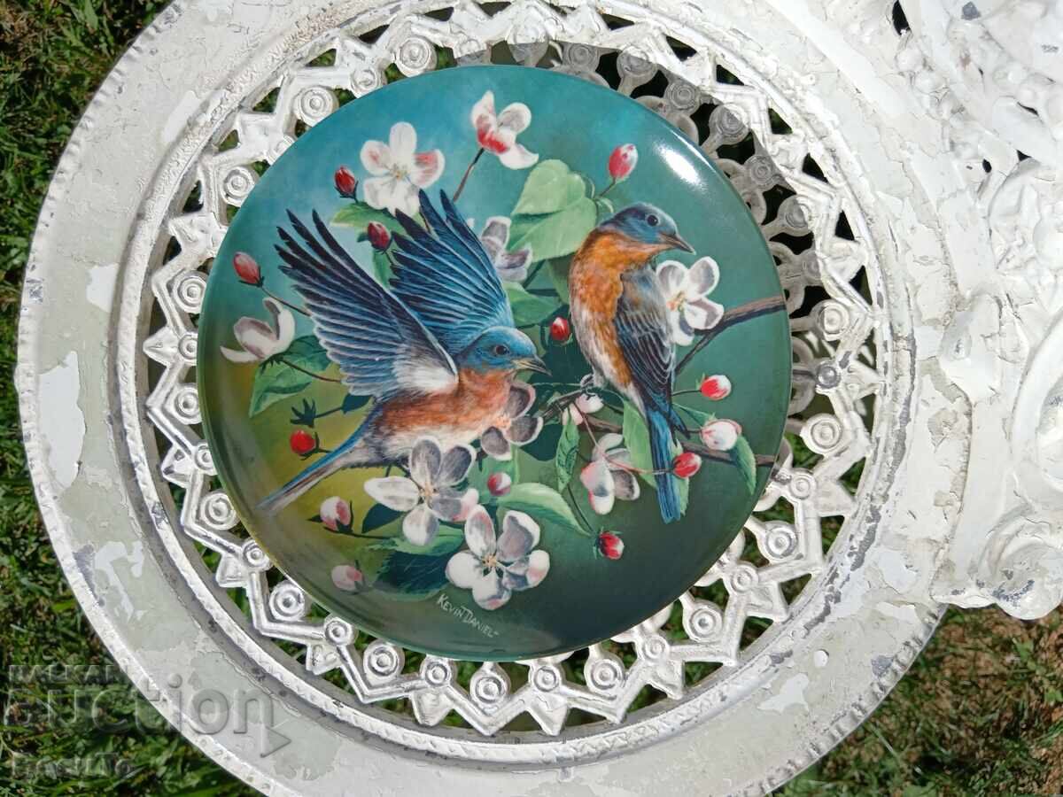 Livrarea Farfurie decorativă din porțelan cu păsări, Anglia, ca nouă