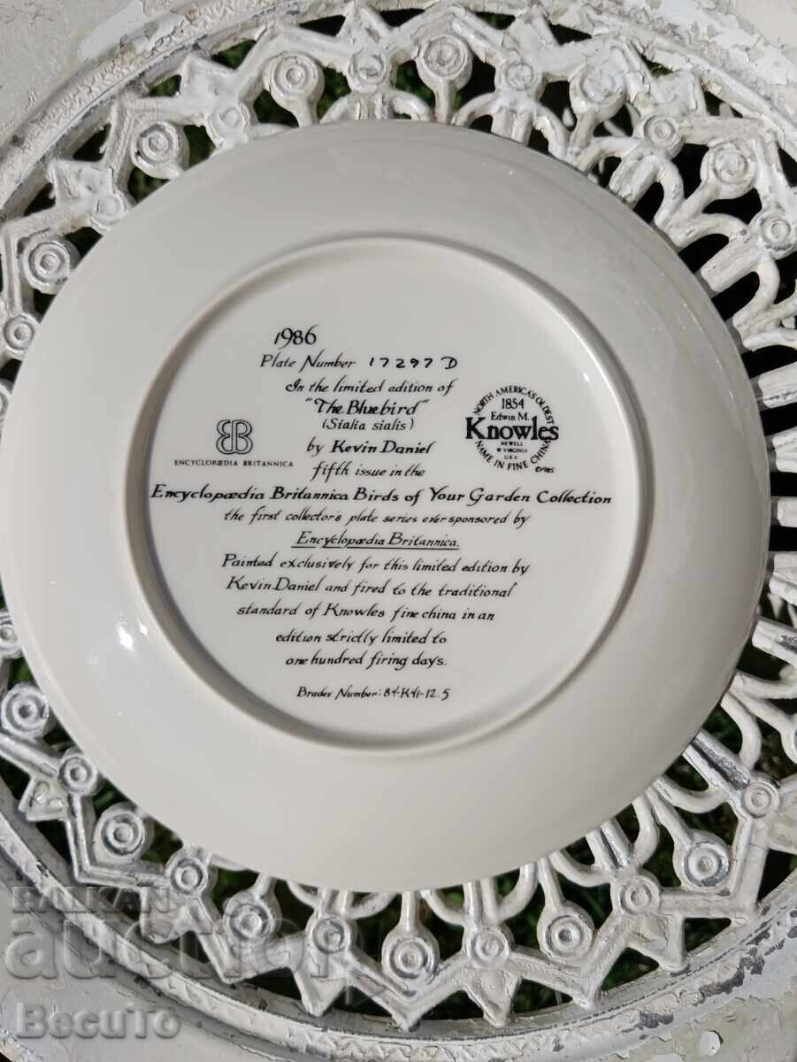 Farfurie decorativă din porțelan cu păsări, Anglia, ca nouă - 5