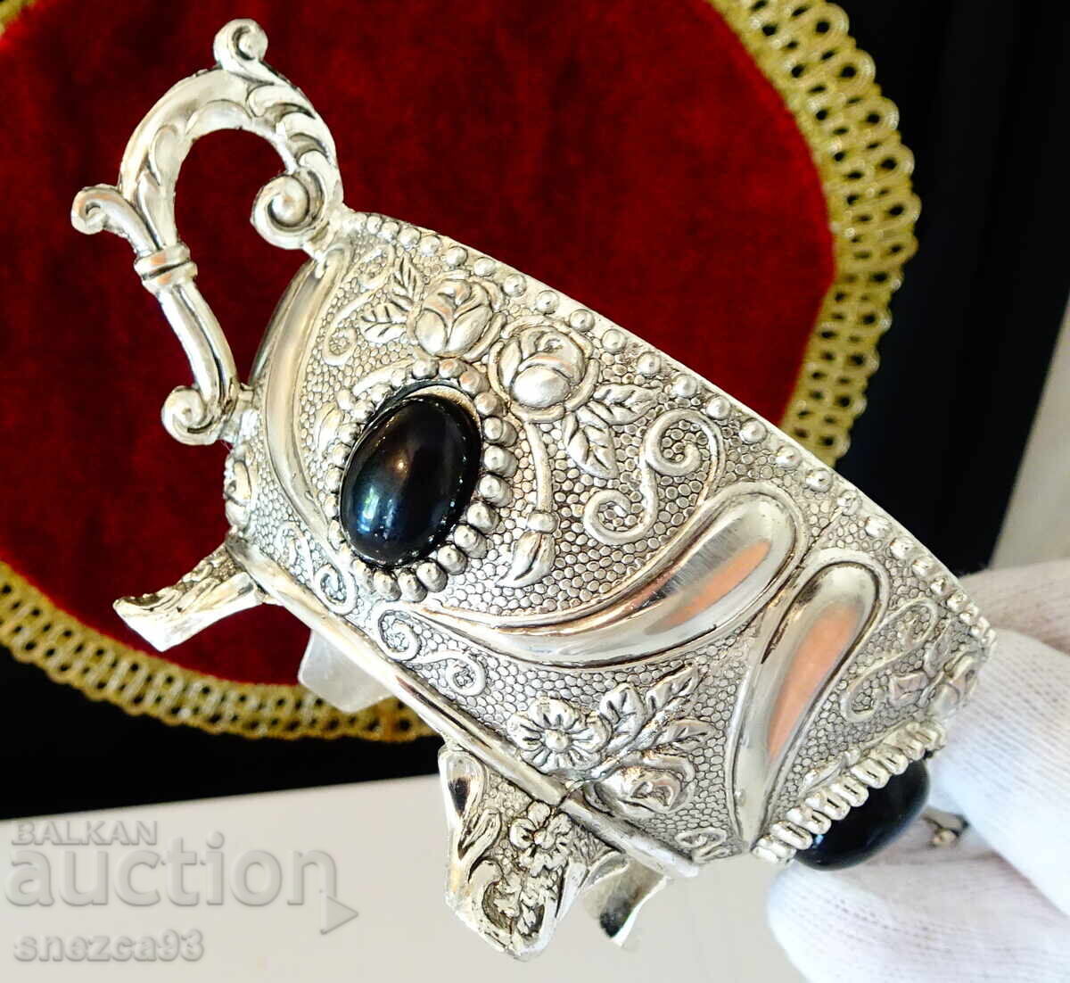 Посребрена медна захарница,рози,оникс. - 5 Посребрена медна захарница,рози,оникс. - 5