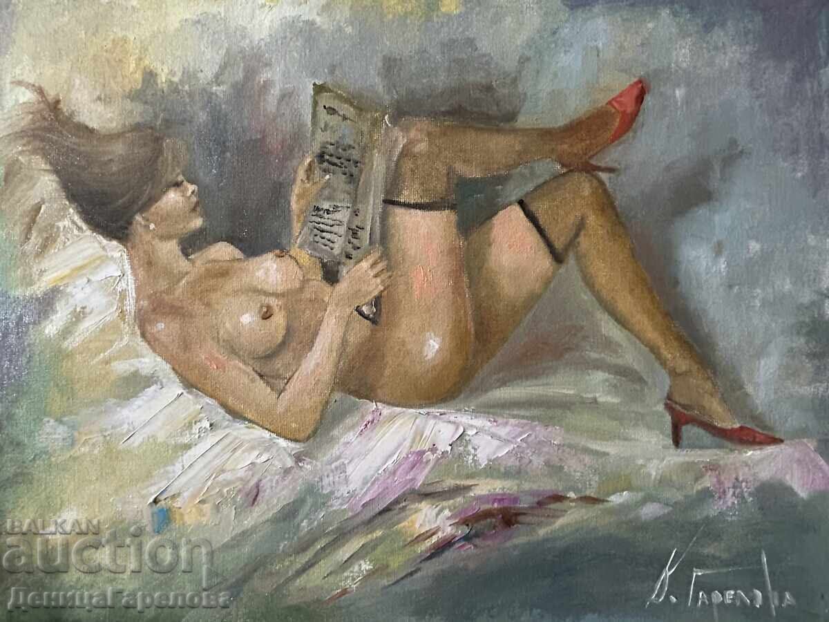 Denisa Garelova tablou ulei 30/40 ”Neprotită” Denisa Garelova tablou ulei 30/40 ”Neprotită”