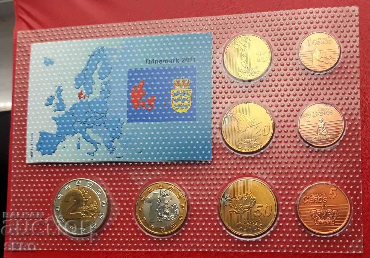 Дания  СЕТ 2011 от 8  пробни евромонети с цена 11.00 лв. | € 5.62