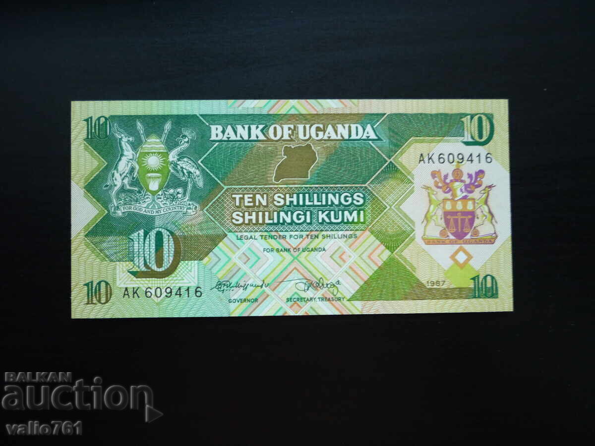 UGANDA 10 ȘILINGI 1987 NOU UNC