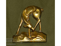 Mica sculptură din alamă, decorație de perete, căprioară