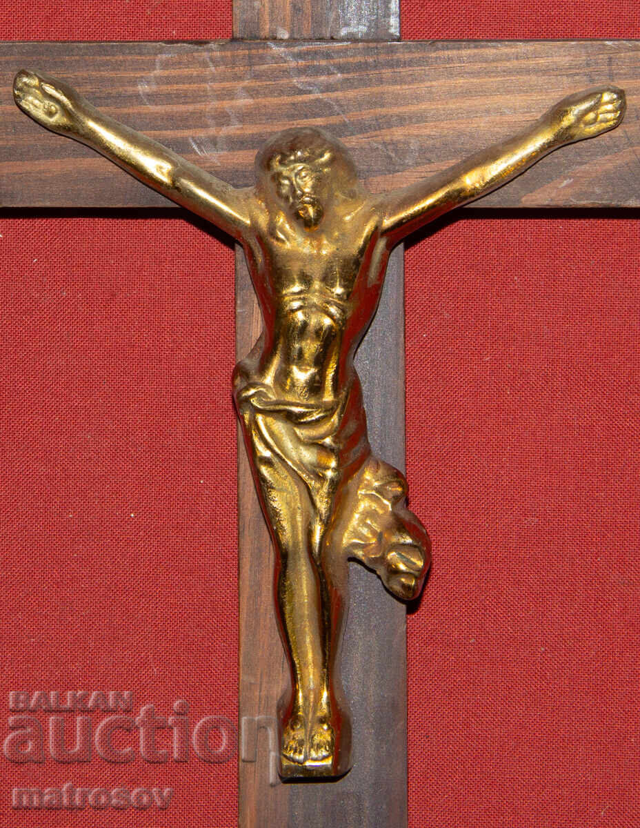 Δημοπρασία Ξύλινος σταυρός, εσταυρωμένο με ορειχάλκινα στοιχεία