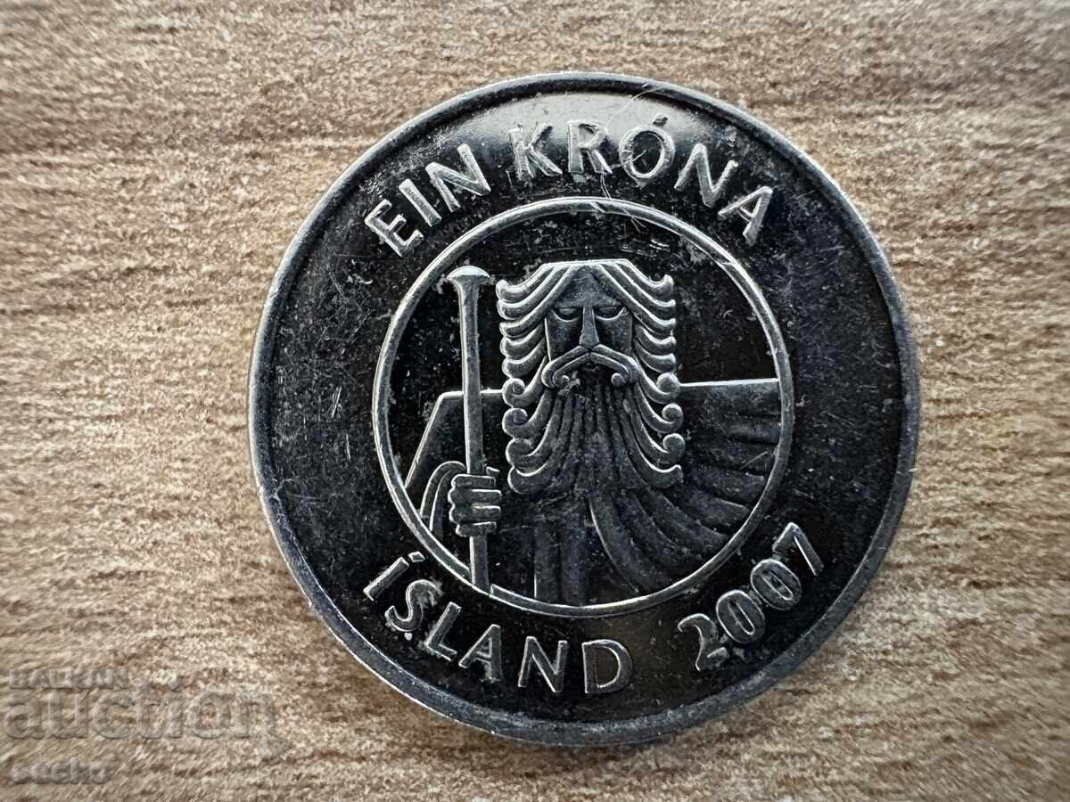 Ισλανδία - 1 κρόνα (2007) με τιμή 1.10 BGN | € 0.56 Ισλανδία - 1 κρόνα (2007) με τιμή 1.10 BGN | € 0.56