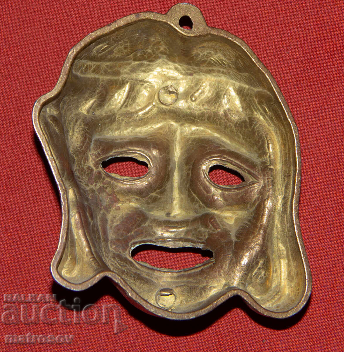 Mica sculptură din alamă, decorațiune, mască - 5
