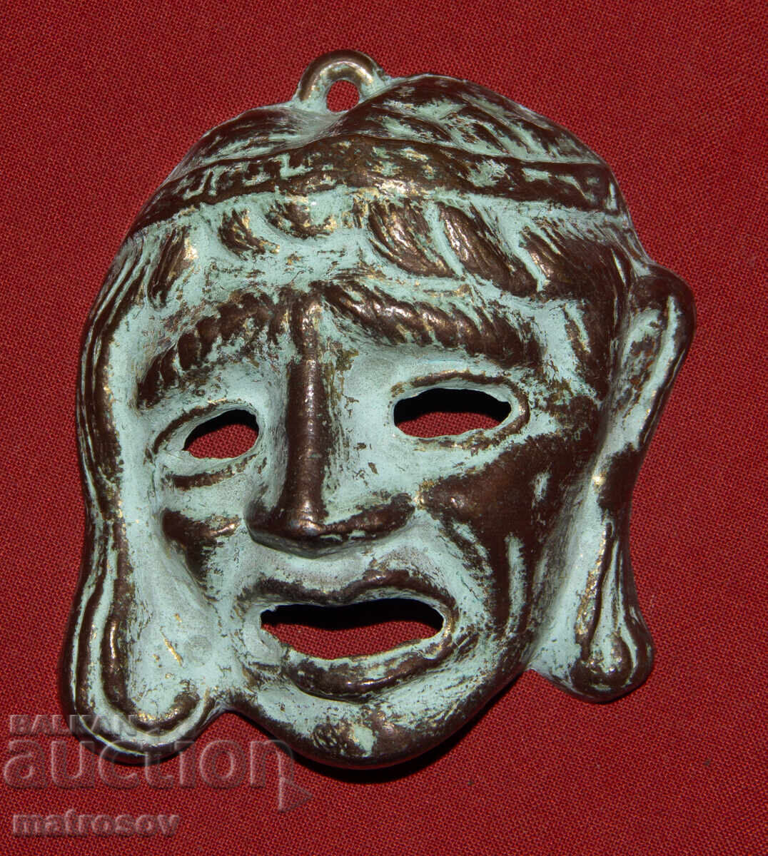 Mica sculptură din alamă, decorațiune, mască
