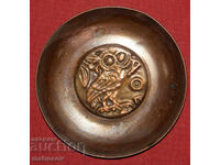 Plachetă medalion relief cupă stilizată bufniță