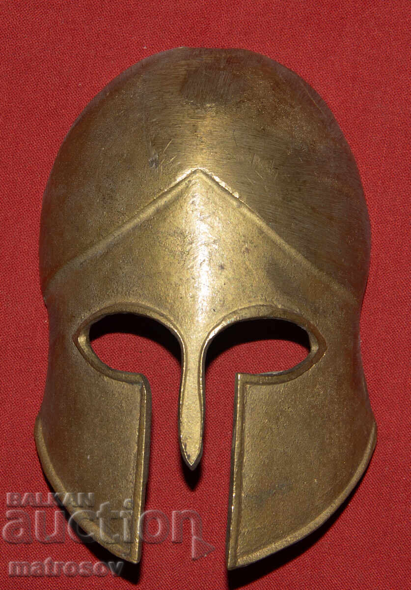 Μικρό μπρούτζινο γλυπτό, διακόσμηση, μάσκα Έλληνα οπλίτη με τιμή 140.00 BGN | € 71.58