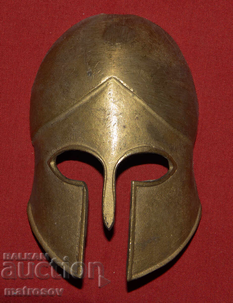 Δημοπρασία Μικρό μπρούτζινο γλυπτό, διακόσμηση, μάσκα Έλληνα οπλίτη