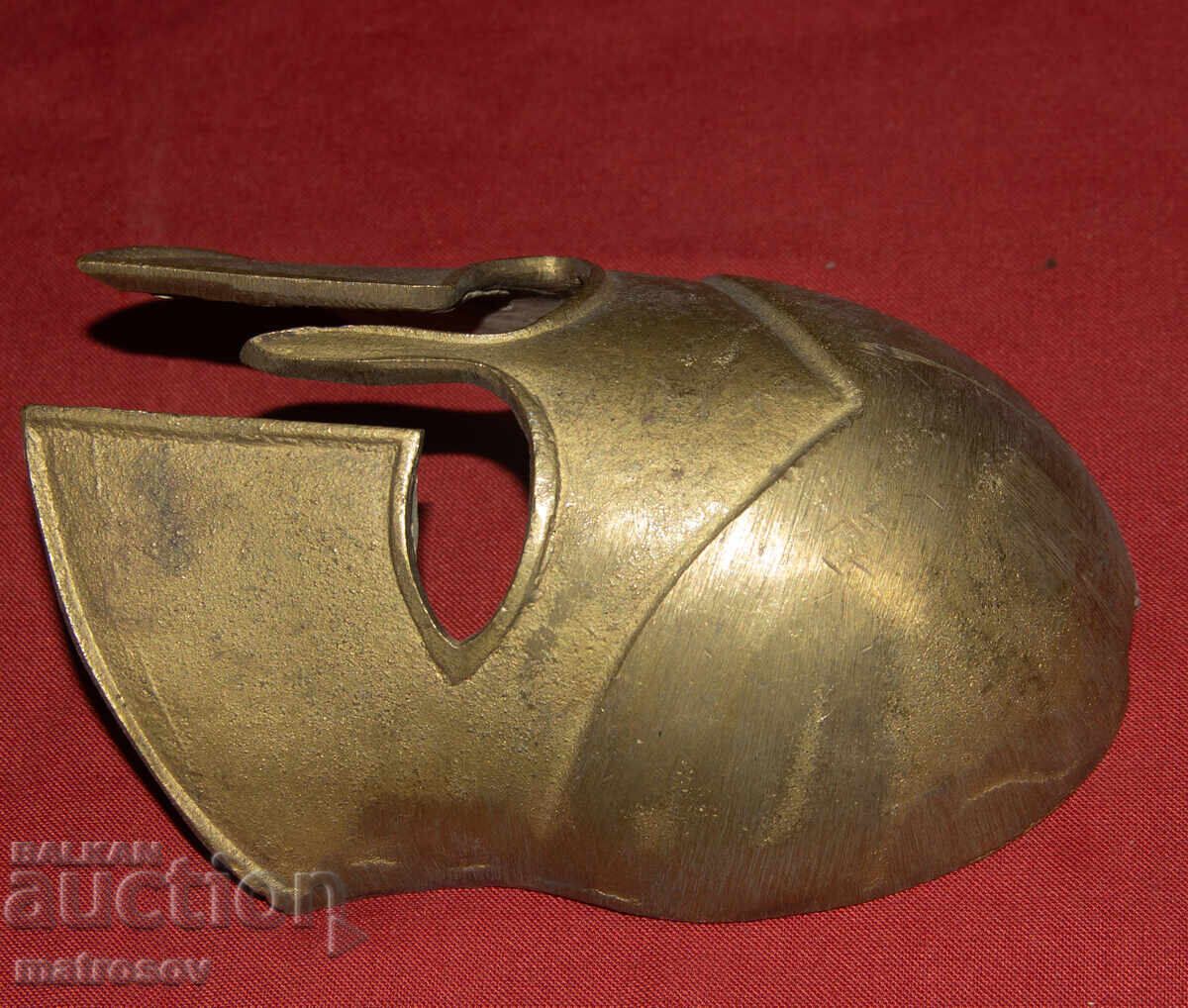 Μικρό μπρούτζινο γλυπτό, διακόσμηση, μάσκα Έλληνα οπλίτη - 7