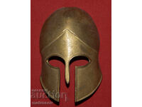 Малка бронзова скулптура, декорация , маска Гръцки хоплит
