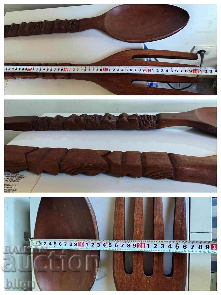 Many, Many Big Fork and Spoon - Wood Carving - 7 Many, Many Big Fork and Spoon - Wood Carving - 7