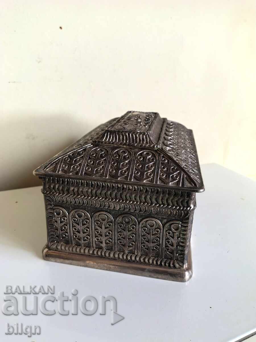 Cutie de bijuterii placată cu argint veche - 5