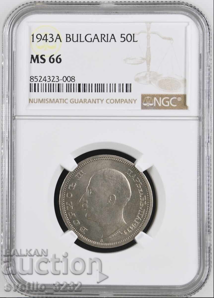 50 Leva 1943 MS 66 NGC