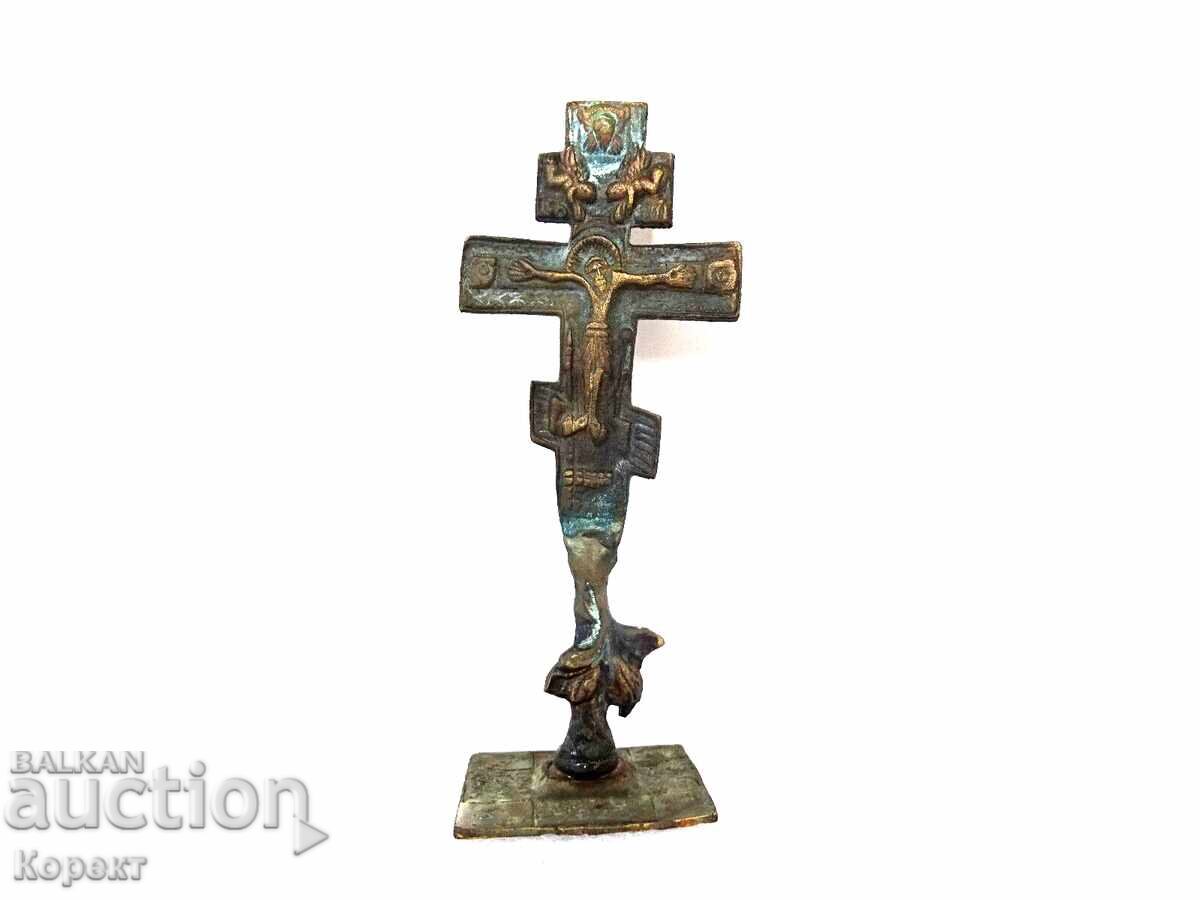 Old bronze ritual seal for prosphora, cross, crucifix 3 - 5