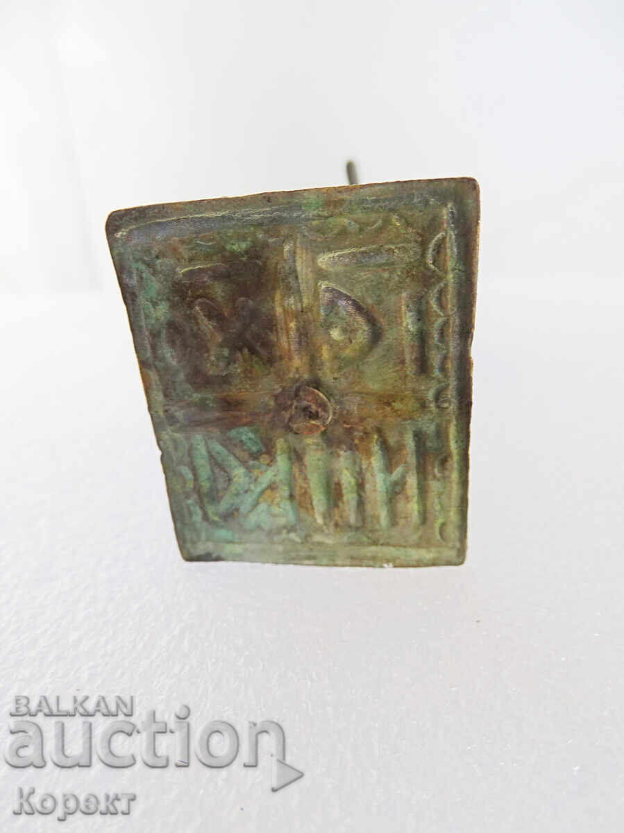 Old bronze ritual seal for prosphora, cross, crucifix 3 - 7