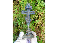 Old bronze ritual seal for prosphora, cross, crucifix 3