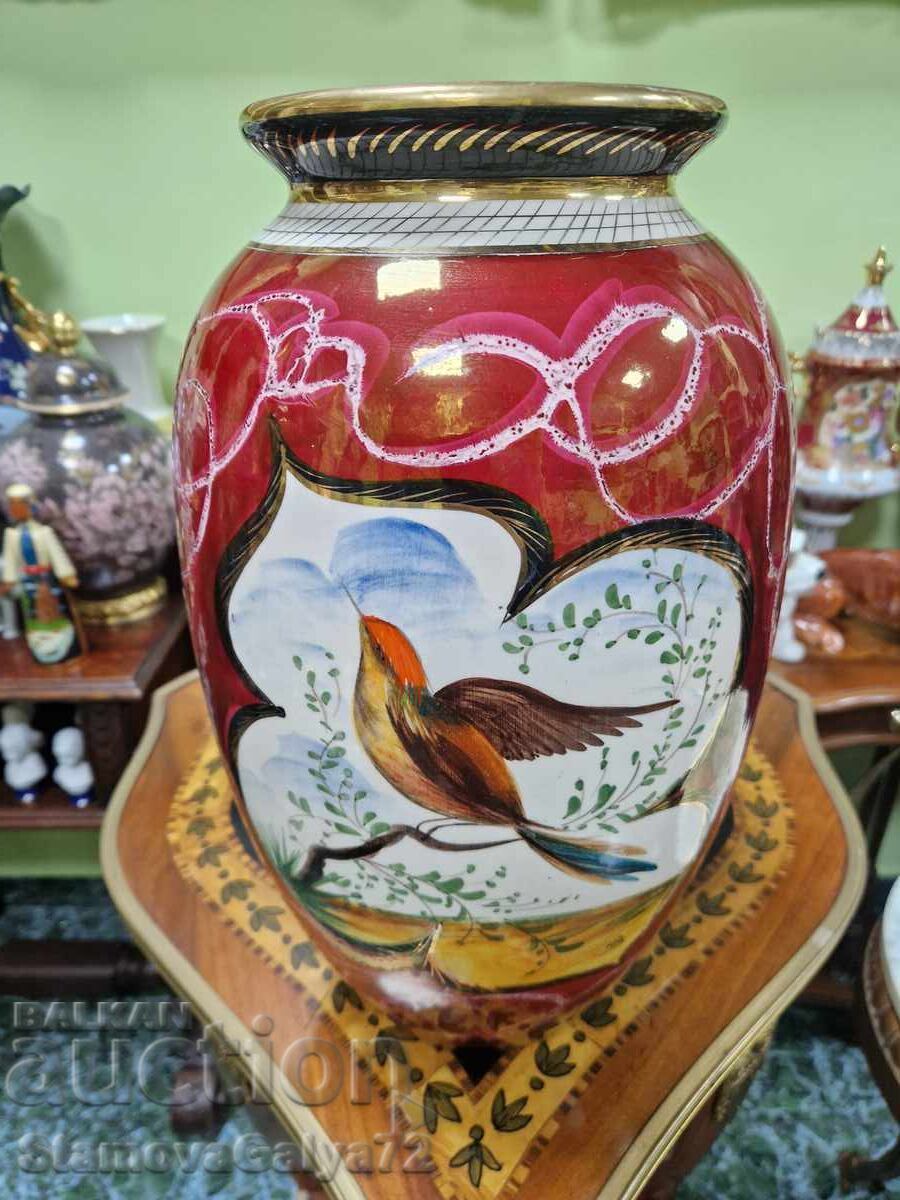 Licitație Vază mare antică din porțelan belgian H.BEQUET Licitație Vază mare antică din porțelan belgian H.BEQUET