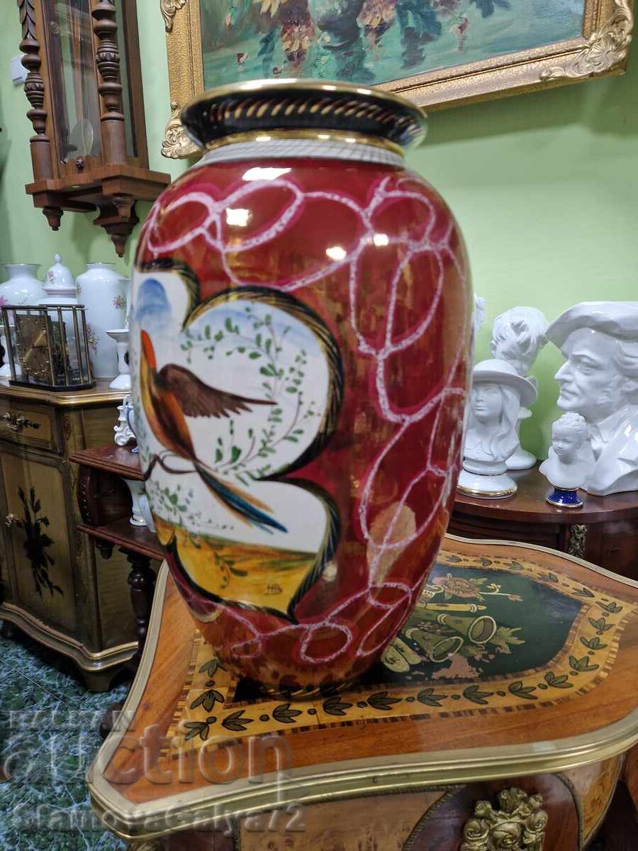 Huge Antique Belgian Porcelain Vase H.BEQUET - 5