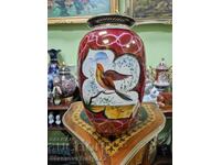 Τεράστιο αντίκα βελγικό πορσελάνινο βάζο H.BEQUET