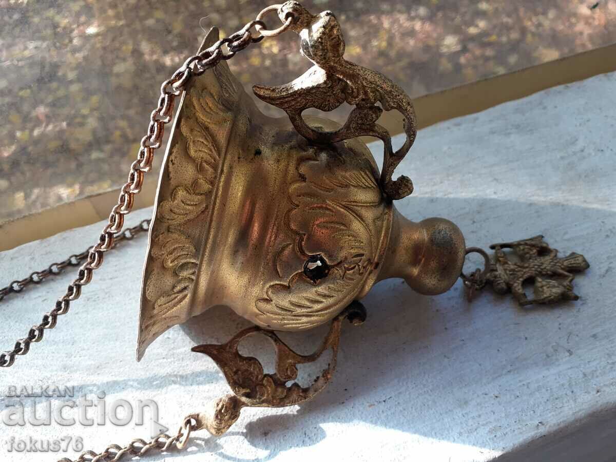 Παλιό μπρούτζινο κρεμαστό κερί θυμιατήρι με τιμή 160.00 BGN | € 81.81