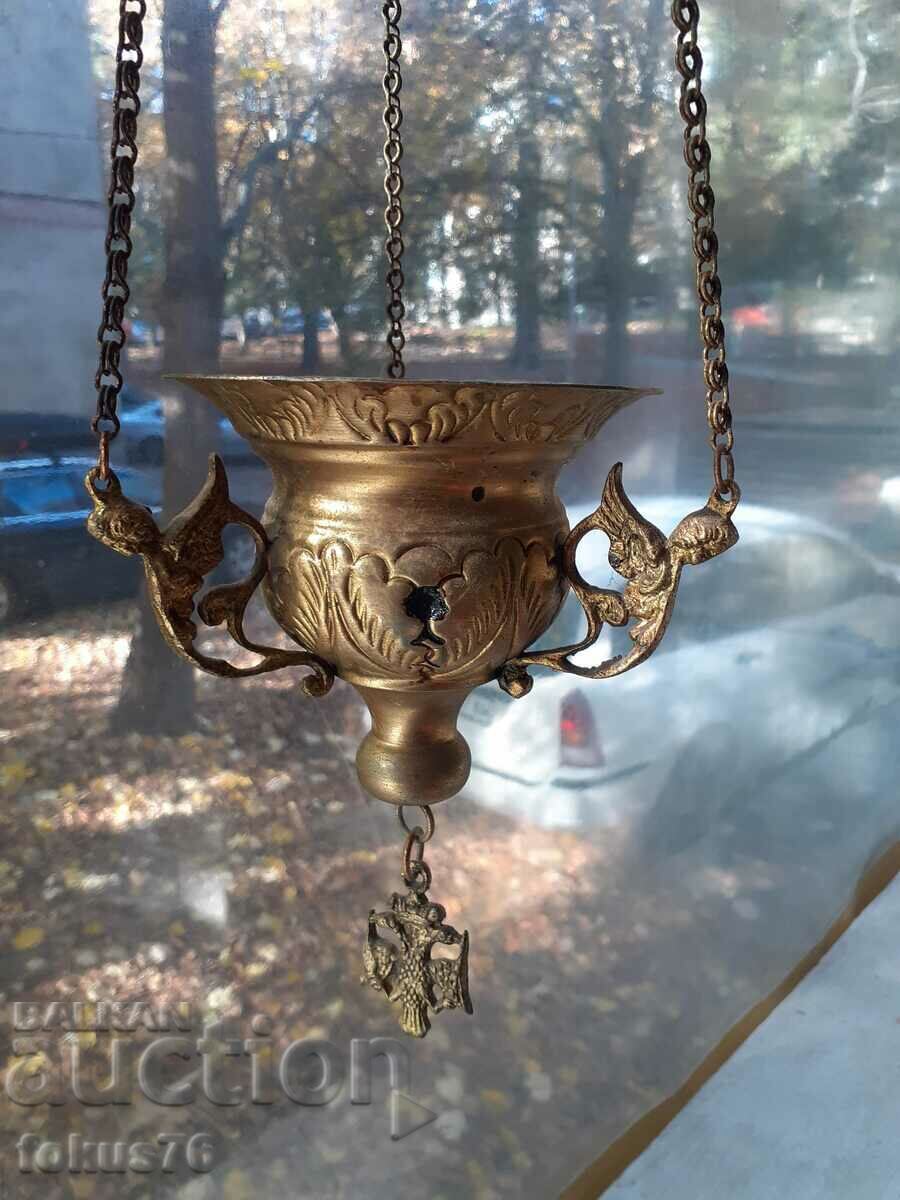 Παράδοση Παλιό μπρούτζινο κρεμαστό κερί θυμιατήρι