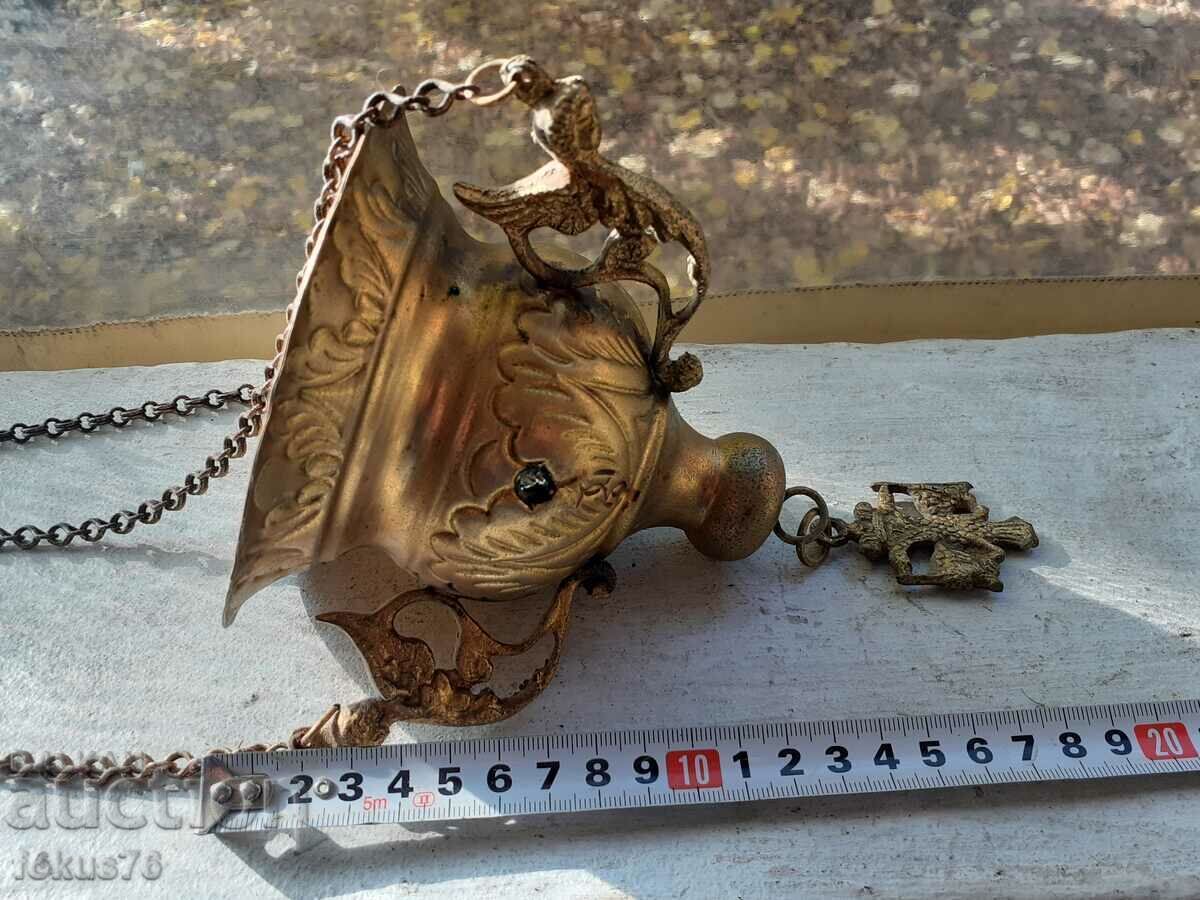 Παλιό μπρούτζινο κρεμαστό κερί θυμιατήρι - 6