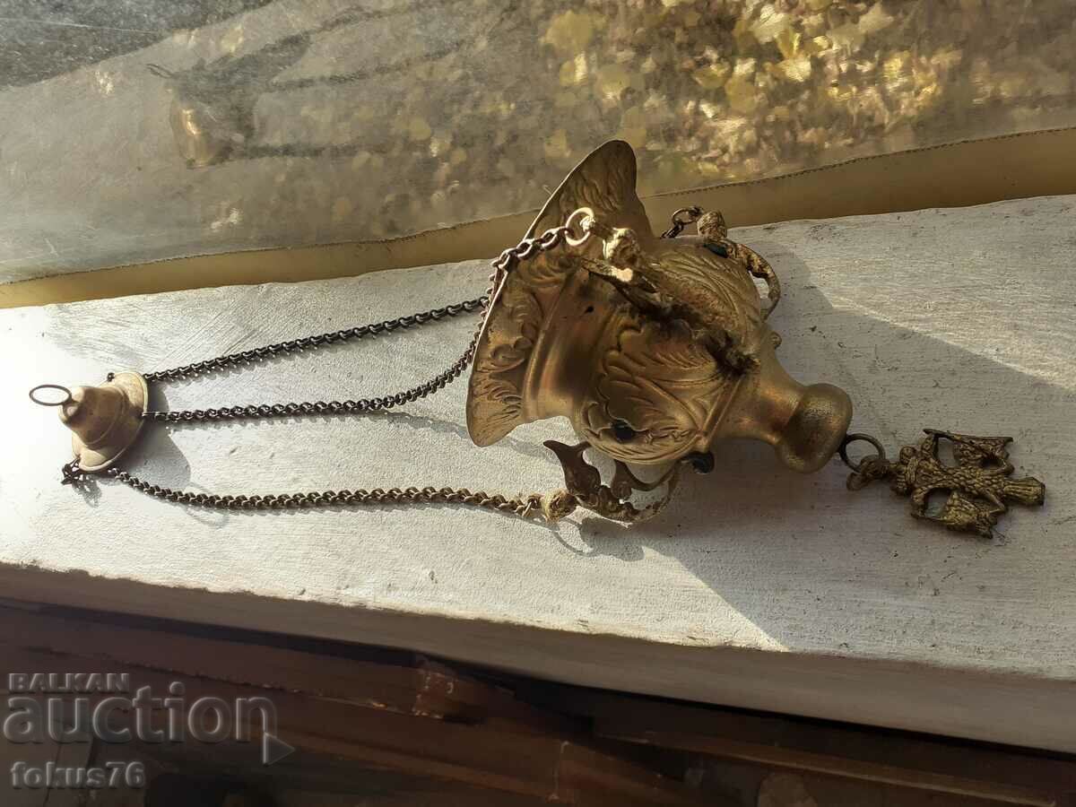 Παλιό μπρούτζινο κρεμαστό κερί θυμιατήρι