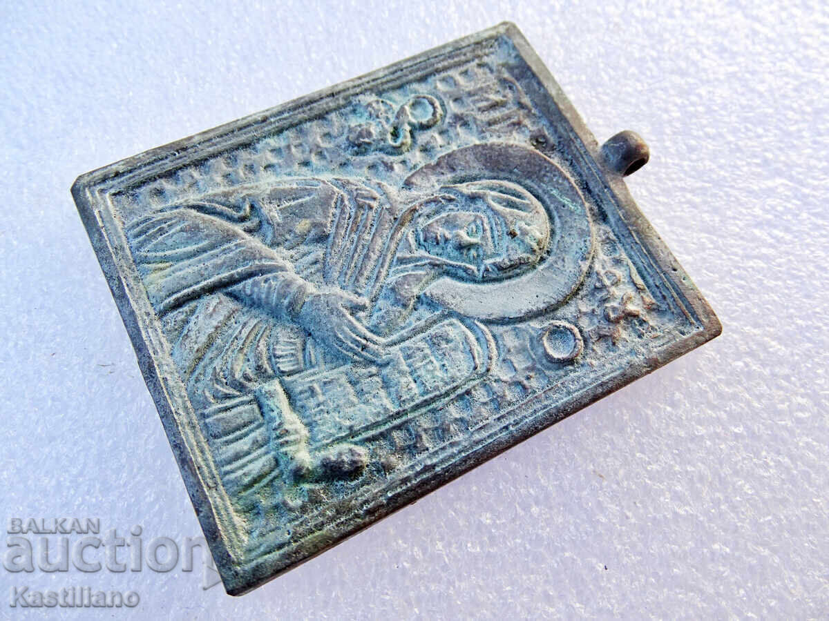 Old bronze Orthodox icon of the Holy Mother of God - 5