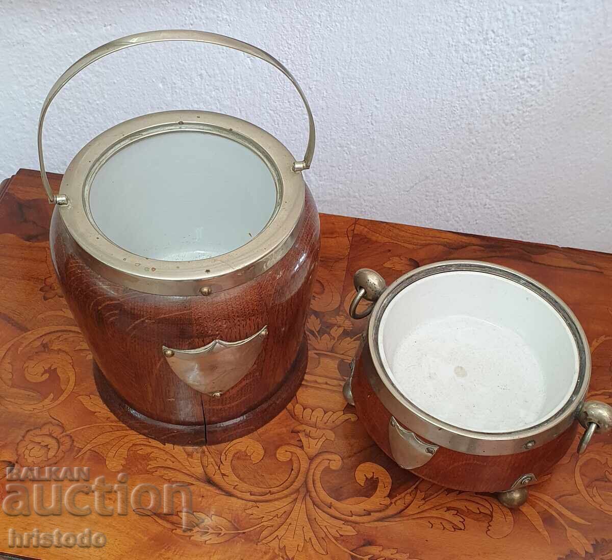 Set of old champagne bucket and ice bowl with price 45.00 BGN | € 23.01