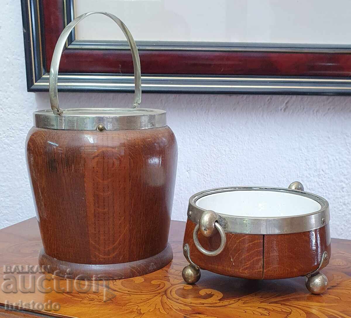 Auction  Set of old champagne bucket and ice bowl