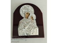 Icoană de buzunar "Fecioara Maria cu Pruncul", cu montură, 10.5/8.5 cm