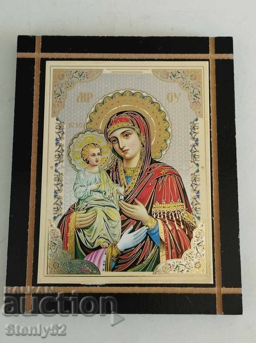Iconiță de buzunar "Maica Domnului cu Pruncul, Triruchița" 10/8 cm