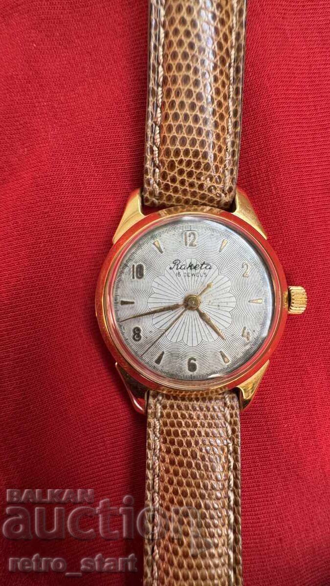 Ceas Raketa, placat cu aur 20 microni, funcționează! - 6