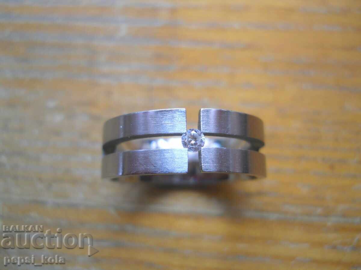 Inel-verigă din oțel medical cu cristal