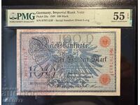 1000 mărci Germania Banca Imperială 1910 PMG 55 (Sigiliu și număr roșu)