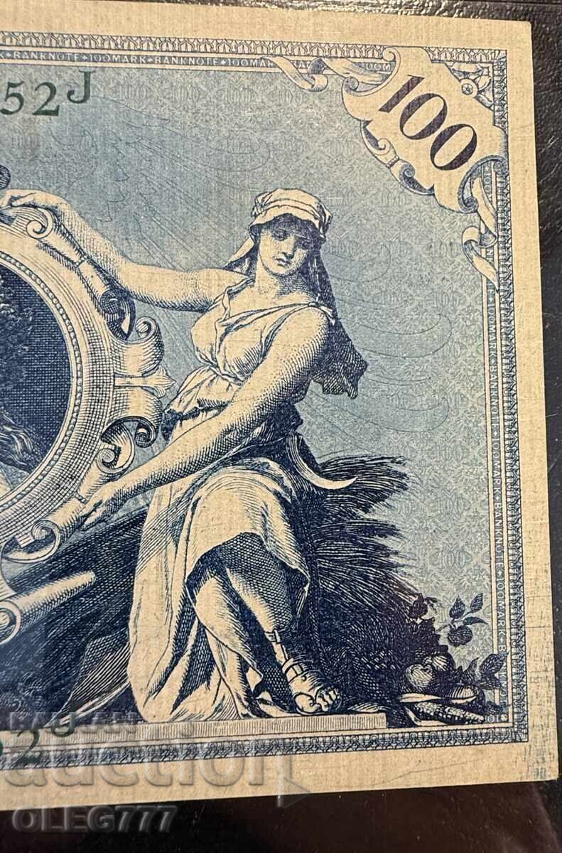 100 Mark Germany Imperial Bank 1908 PMG 53 Green seal & number - 5