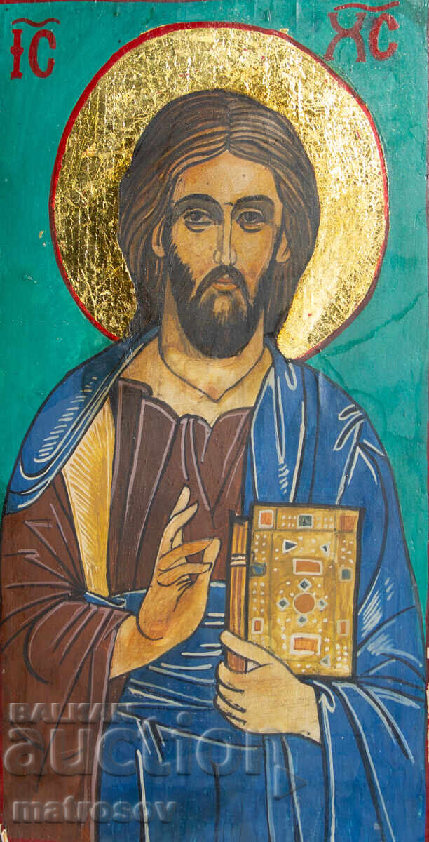 Icoană pictată manual, culori tempera, Iisus Hristos cu preț 200.00 BGN | € 102.26 Icoană pictată manual, culori tempera, Iisus Hristos cu preț 200.00 BGN | € 102.26